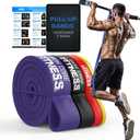 Pull Up Assistance Resistance Bands - Long Loop Power Bands for Men and Women - Strength Power Flexibility Training at Home & Gym - Ebooks & Workout Chart Included by Iron Core Fitness (#2 Purple, Black, Red, Yellow - 4 Sets)