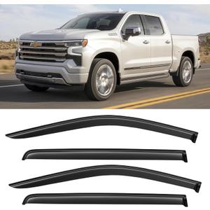 Window Rain Guards for 2019-2025 Chevy Silverado/GMC Sierra 1500 Crew Cab, Out-Channel Window Vent Wind Visors Shades Deflectors for 20-25 Silverado/Sierra 2500HD 3500HD Full-Size Cab