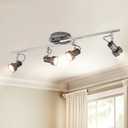 Depuley Modern Track Lighting Kit, 4-Light Flush Mount Directional Track Lights for Kitchen, Foldable Ceiling Spots Light for Living Room/Hallway/Bedroom/Kitchen, Swing Arms (Rail-4 heads)