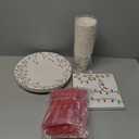 Juvale Christmas Lights Dinnerware Set, Paper Plates, Cutlery, Cups, and Napkins (Serves 24, 144 Pieces)