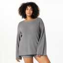 The Drop Women's Alice Crew-Neck Back-Slit Ribbed Pullover Sweater (X-Large, Charcoal)