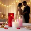 VIHOSE 3 Pack Flameless LED Pillar Candles, Real Wax Flickering Battery Operated Candles, 3"x4" 5" 6", Wedding Decorations, Table Centerpieces, Bridal Shower & Reception Decor