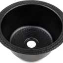 Monarch Abode Kitchen & Bar Sink 12-inch Essex Dual Mount Drop in Bar Prep Sink, Hand Hammered Matte Black Aluminum Sinks, Drop in or Undermount Kitchen Sinks, Single Circular Dual Mount Bowl