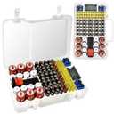 Battery Organizer Storage Case with Tester Checker. Batteries Holder Box Container for 120+ AA AAA 9V C D Lithium CR2025 CR1632 CR2032 Coin Cell Battery with Wall-Mounted Design -Transparency (White)