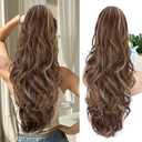 Ponytail Extension, 26 Inch Drawstring Ponytail Extension for Women Long Wavy Layered Pony Tails Hair Extensions Synthetic Clip in Ponytail Hairpiece for Women(8/24)