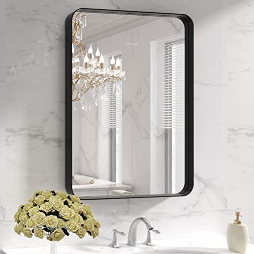 Amazon.com: LOAAO Black Metal Framed Bathroom Mirror for Wall, 22X30 Inch Rounded Rectangle Mirror, Matte Black Bathroom Vanity Mirror Farmhouse, Anti-Rust, Hangs Horizontally or Vertically : Home & Kitchen