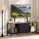 MAHANCRIS TV Stand with Mount, for 32''-55'' TV, Entertainment Center with Power Outlet and Fabric Drawers, TV Media Console with ON/Off Power Switch, for Living Room, Rustic Brown TVBK39E01