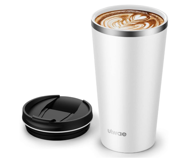 Insulated Coffee Mug with Ceramic Coating, 18oz Travel Mug with Leak-proof Lid, Vacuum Double-wall Tumbler, Stainless Steel Thermal Cup for Tea, Hot Cocoa, Cold Beverage, Ice Drinks