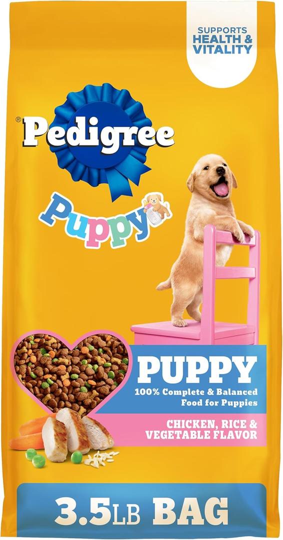 Pedigree Dry Puppy Food, Puppy Dry Food with Chicken, Rice, and Vegetable Flavor, 3.5 lb. Bag 3.5 Pound (Pack of 1)