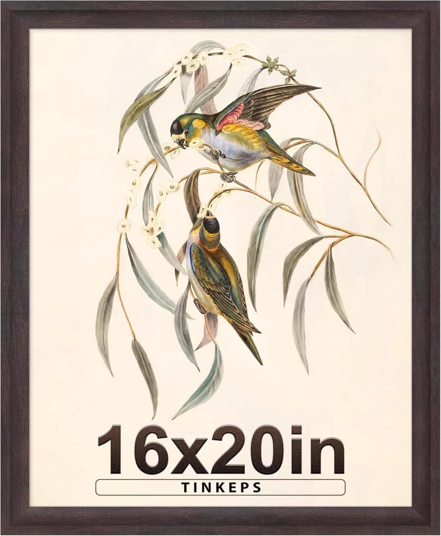 16x20 Frames as Poster Frames, 1.37-In Wide MDF Frame with Plexiglass, 16 x 20 Picture Frames for Wall, Walnut Brown