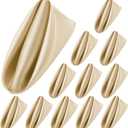 Aneco 12 Pieces Satin Napkins Soft Dinner Napkins Square Weddings Table Napkins 17 x 17 Inches for Restaurant Weddings Party Dinner Decoration (Champagne)