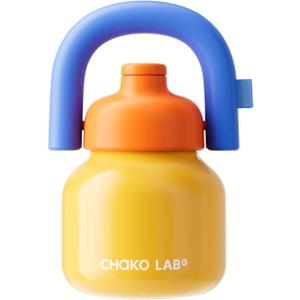 Water Bottle with Straw and Carry Handle | Wide Mouth vacuum insulated stainless steel Bottles | Reusable, leak-proof and BPA-free | 33oz (Yellow and Blue)