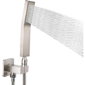NearMoon Brass Hand Held Shower Head, Luxury High Pressure Shower Kit with Wall Connector and Hose Set, for Bathroom Showering System Contemporary Square Style (Brushed Nickel)