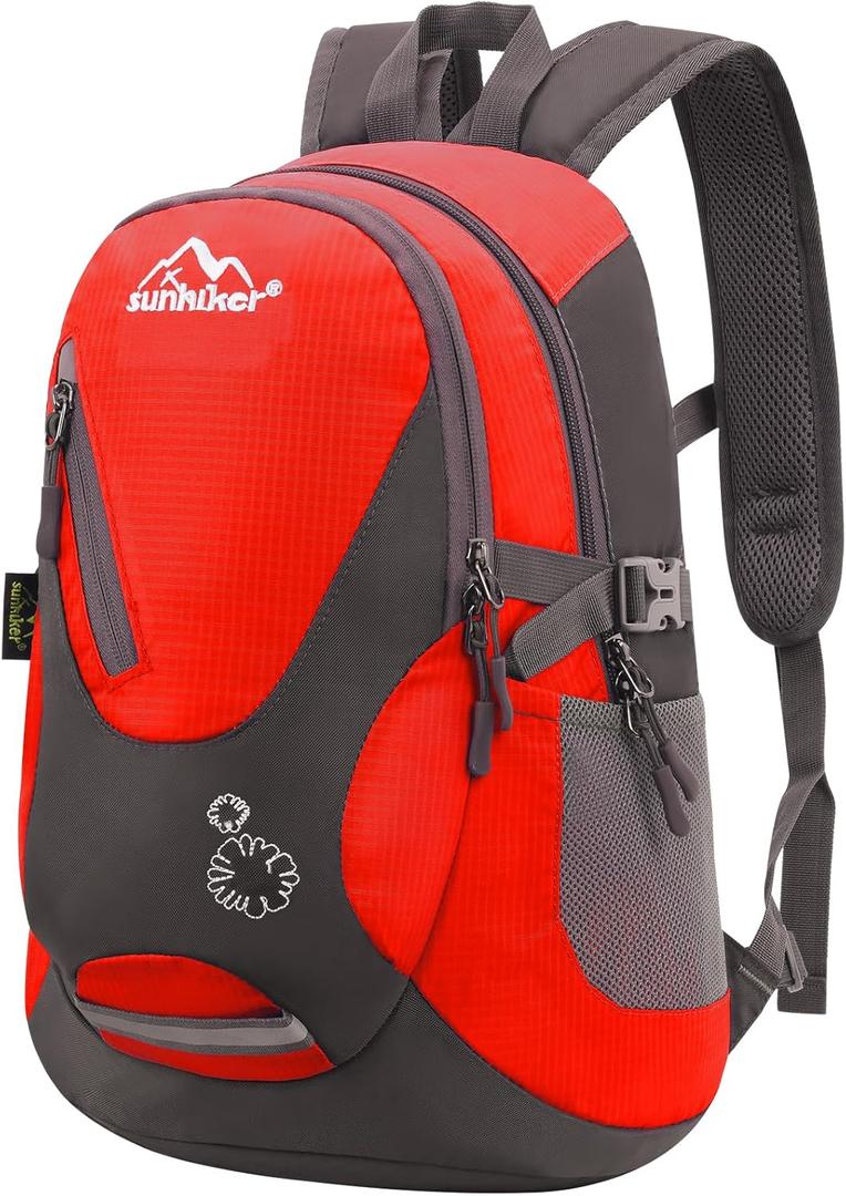 sunhiker Small Hiking Backpack Women Men 20L Lightweight Travel Backpack Daypack Casual Backpack For Cycling Outdoor Camping (Red)