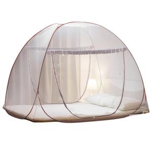 Portable Pop-Up Brown Mosquito Net Tent for Bed, L79 x W71 x H59 inch Large Folding Mosquito Netting with Net Bottom, 2 Entries, Suit for Twin to King Size Bed