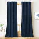 RYB HOME Blue Velvet Curtains 84 inches - Blackout Curtains for Living Room, Thermal Insulated Noise Reducing Panels Soft Luxury Window Decor for Kids Bedroom, Navy Blue, W52 x L84 inches, 2 Panels