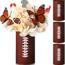 Domensi 3 Pcs Football Table Centerpiece Football Vases Decor Galvanized Metal Vases for Artificial Flowers Rugby Funny Pen Holder Utensil Holder Jars for Kitchen Home Rugby Party Decorations Gifts