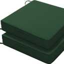 Favoyard Patio Chair Cushions 24 x 24 x 4 Inch Waterproof Outdoor Seat Cushions for Patio Furniture 3-Year Color Fastness Garden Sofa Couch Chair Pads with Handle & Adjustable Straps Set of 2, Green
