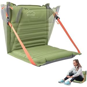 ONTYZZ Stadium Seats with Back Support Inflatable Portable Folding Comfort Seat Waterproof Cushion with Backrest for Sports Events Stadium and Camping, Green : Sports & Outdoors