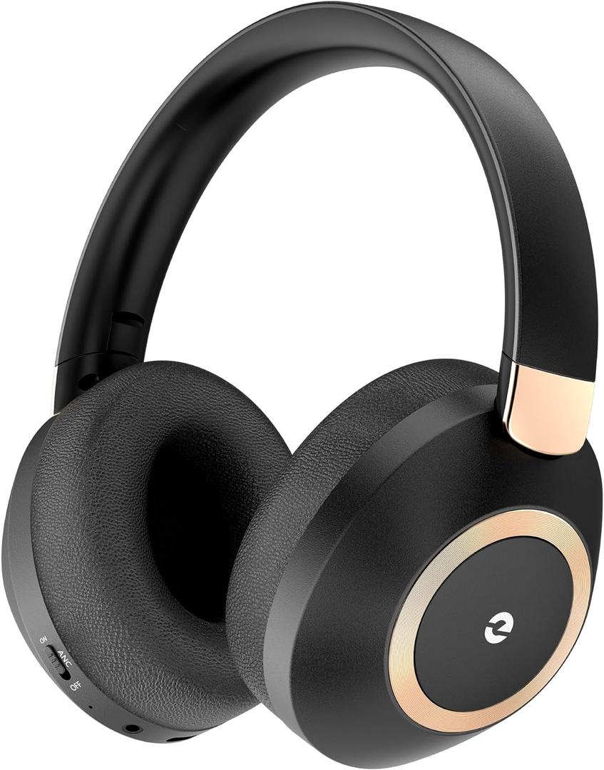 Active Noise Cancelling Headphones, 100H Playtime Headphones Wireless Bluetooth, Bluetooth Headphone with Mic, Over Ear Wireless Headphone with Deep Bass,Fast Charging for Travel (Black)