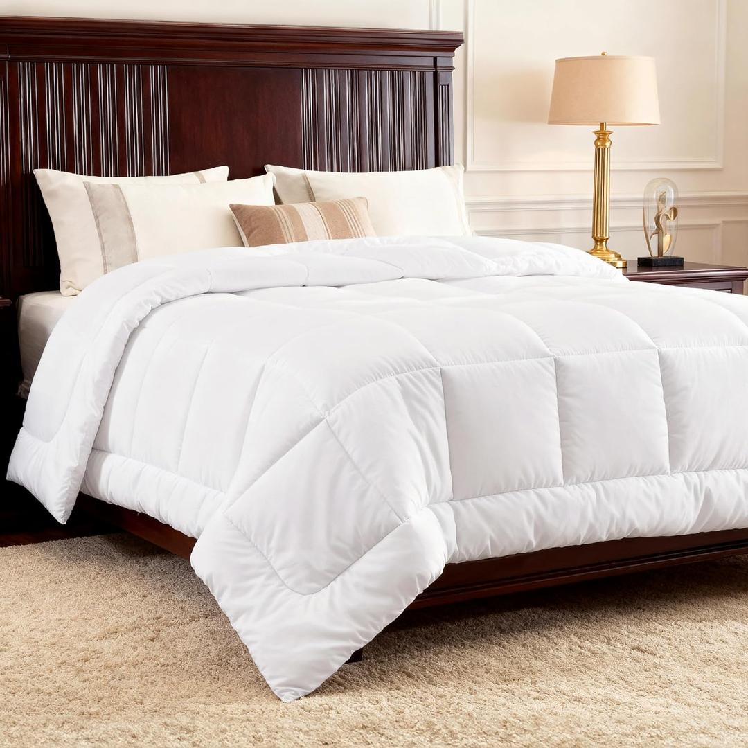 Bedsure Comforters King Size Duvet Insert, Quilted Down Alternative Bedding, Ultra Soft Lightweight Comforter Blanket for Bed, with 8 Tabs, Machine Washable, 90x102 in, White