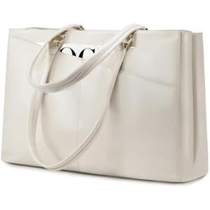 LOVEVOOK Laptop Bag for Women 15.6 Inch Tote Bags Waterproof Computer Briefcase for Teacher Business Office Work Bag,Beige
