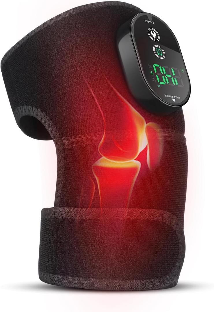 Cordless Heated Knee Brace for Pain Relief, Rechargeable Heating Knee Brace Shoulder Brace Support with 6 Heating Levels & 3 Timer,3 in 1 Heated Knee Pad for Shoulder Elbow