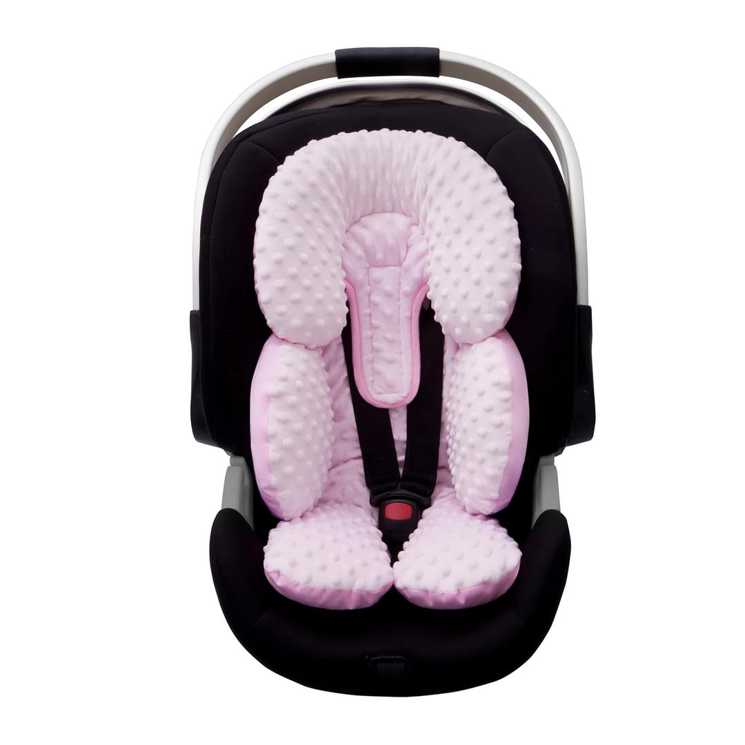 Pro Goleem Infant Car Seat Head Neck Body Support, Ultra-Soft Minky and Microfiber Newborn Car Seat Insert, Perfect for Car Seat, Stroller, 2-in-1 Reversible, Girls, Pink