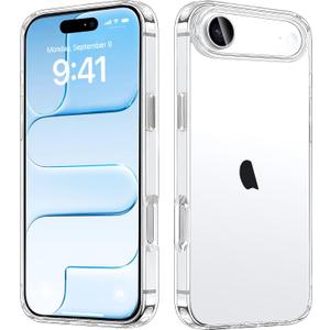 JJGoo Compatiable with iPhone Air Case Clear, Transparent Shockproof Phone Cases, Slim Anti-Scratch Hard PC Back Protective Cover Bumper