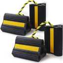 Wheel Chocks for Trailers RVs camper Trucks and Small Aircraft wheel chock, Wheel Chocks Block with 3 Reflective Strips ,Versatile Heavy Duty Solid Rubber Wheel Immobilizers & Chocks, 2 Pair
