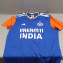 adidas India Cricket T20 Fan Jersey (Large, Dark Blue / True Orange)
