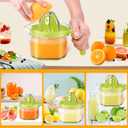 Lemon Squeezer, ChefVille Multifunctional Citrus Hand Juicer, Lemon Lime Squeezer with Detachable Comfortable Grip Handle, 16.9oz Capacity Orange Juicer with Built-in Measuring Cup and Grater (GREEN)