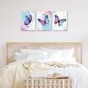 MZYHOME Butterfly Canvas Wall Art Decor 3 Piece Fantasy Girls Wall Art Watercolor Art Print Butterflies for Wall Art Living Room Bedroom Canvas With Wood Framed 12x16 Inch
