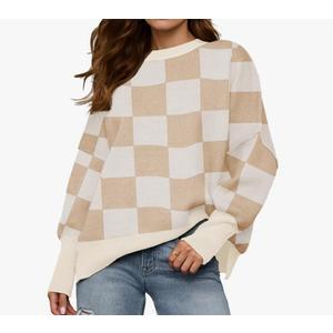 Womens Crewneck Batwing Long Sleeve Sweaters Fall 2025 Oversized Side Slit Ribbed Knit Sweaters Pullover Tops, S