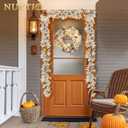NUPTIO Fall Leaves Garland with Lights: 6Ft Autumn Maple Leaf Garlands for Thanksgiving Harvest Halloween - Fall Decor 40 LED 8-Mode Lights with Remote Timer for Mantle Fireplace Porch Table