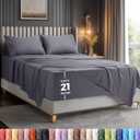 Utopia Bedding Queen Size Extra Deep Pocket Sheet Set Fits Mattresses Up to 21 inches Cooling, Soft & Breathable Oeko-Tex 4 Piece Bed Sheets (Grey)