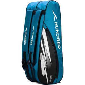 HUNDRED Cosmogear Badminton Kit-bag (Size: Large) | Double Zipper | Bag with Front Zipper Pocket | Material: Polyester| Padded Back Straps | Easy-Carry Handle, Teal- Black