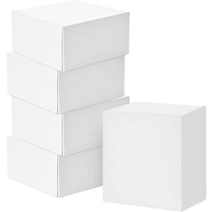 Hallmark 8" Square Gift Boxes with Lids (5 White Gift Boxes) for Christmas, Birthdays, Holidays 