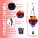 Hot Air Balloon Solar Lantern with Flickering Flame Light Glass Hanging Solar Lanterns Outdoor Waterproof for Garden Tree Yard Patio Party Decor, Color-Wave