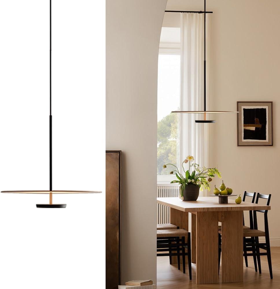 19.7'' Flying Saucer Pendant Light UFO Black Nordic MCM Mid Century Pendant Light Scandinavian Style Modern Minimalist Hanging Light Fixture for Dining Room Bedroom Kitchen Island Living Room