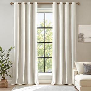 ANRODUO Ivory White Velvet Curtains 84 Inches Long Blackout Thermal Insulated Soundproof Curtain Privacy Room Darkening Curtains Grommet Window Drapes for Bedroom Living Room Set of 2
