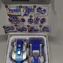 Collision Transforming Dinosaur Car Toy, Magnetic Dinosaur Transformer Car Toys Party Favors Birthday Christmas Party Birthday for Kids (Blue)