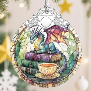 Christmas Ornaments, Christmas Decorations for Tree, Keepsake Ornaments, Holiday Ornament, Holiday & Xmas Gifts, Gifts for Dragon Lovers, Fantasy Lovers & Bookworms - Dragon-Theme