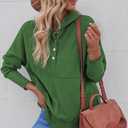AlvaQ Womens Oversized Sweatshirts Hoodies Fleece Button Neck Hooded Tops Casual Pullover Tunics Winter Outfits 2025 (Green, S)
