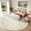 9ft Round Rug,Large Circle Rug for Dining Room Table,Beige