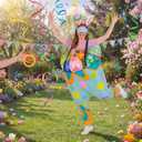 Seematn 13 Pcs Easter Granny Pant Yard Game Set, Outdoor Easter Games for Family Adults Yard Tossing, Giant Granny Pants with Colorful Eggs, Bunny Ears, Eyemask, Rings, Party Favors