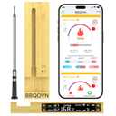 BBQOVN WiFi Sub-1G Wireless Meat Thermometer Unlimited Range, Check Temp Anywhere,7 NIST Certified Sensors with Ambient Temp, Monitor for BBQ, Grill, Oven, Smoker, Air Fryer (Harvest Bamboo)