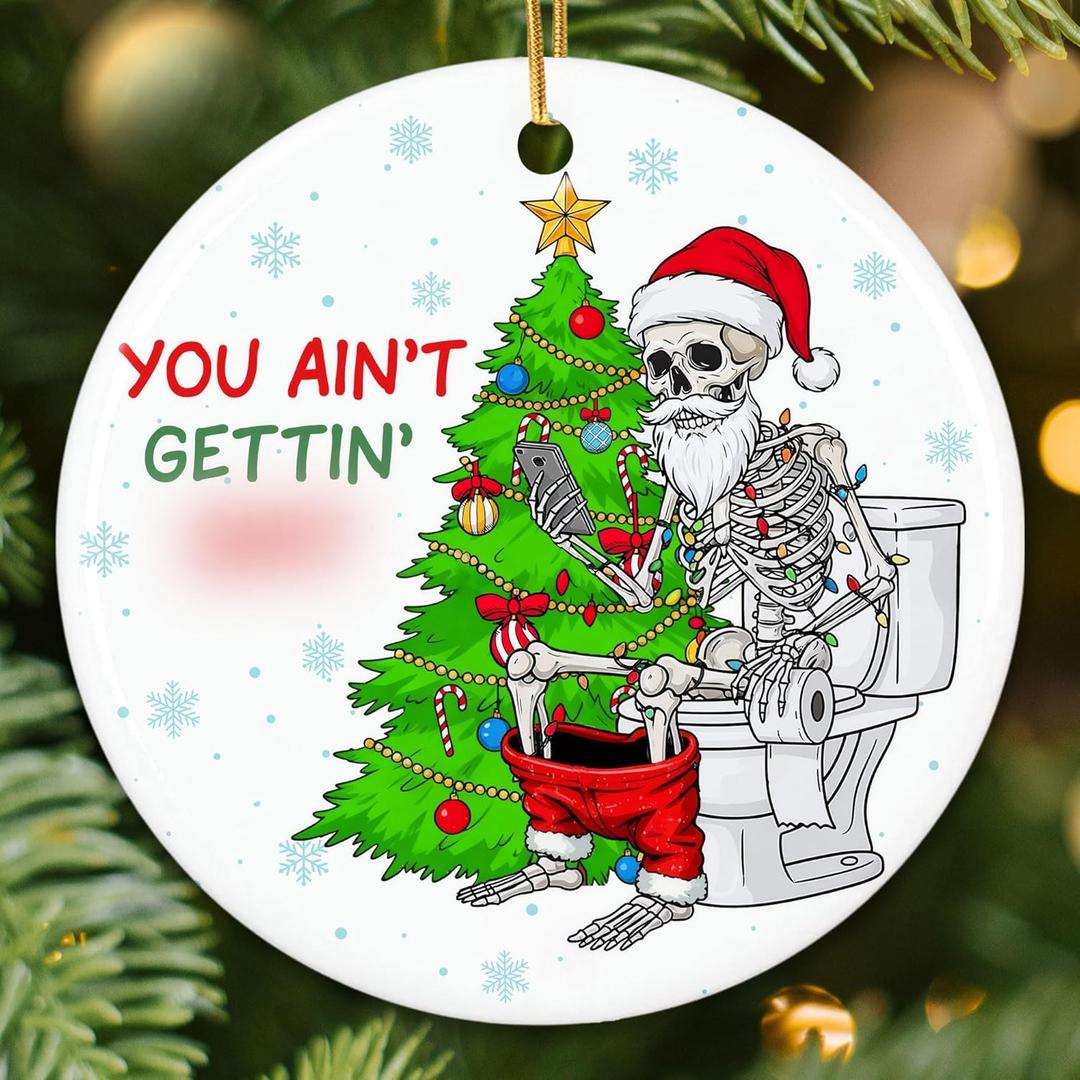 3 x ZAGKOO Skeleton Christmas Ornament - Funny Christmas Ornament 2025 - Funny for Adults, Men, Women - Hilarious Gag Gifts Skull Ornament Exchange Idea - White Elephant Xmas Ornament