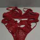 Avidlove Sexy Lingerie For Women 2 Piece Lace Bra and Panty Sets Mesh Ruffle Underwear Babydoll Outfits S-XXL (WineRed) XL