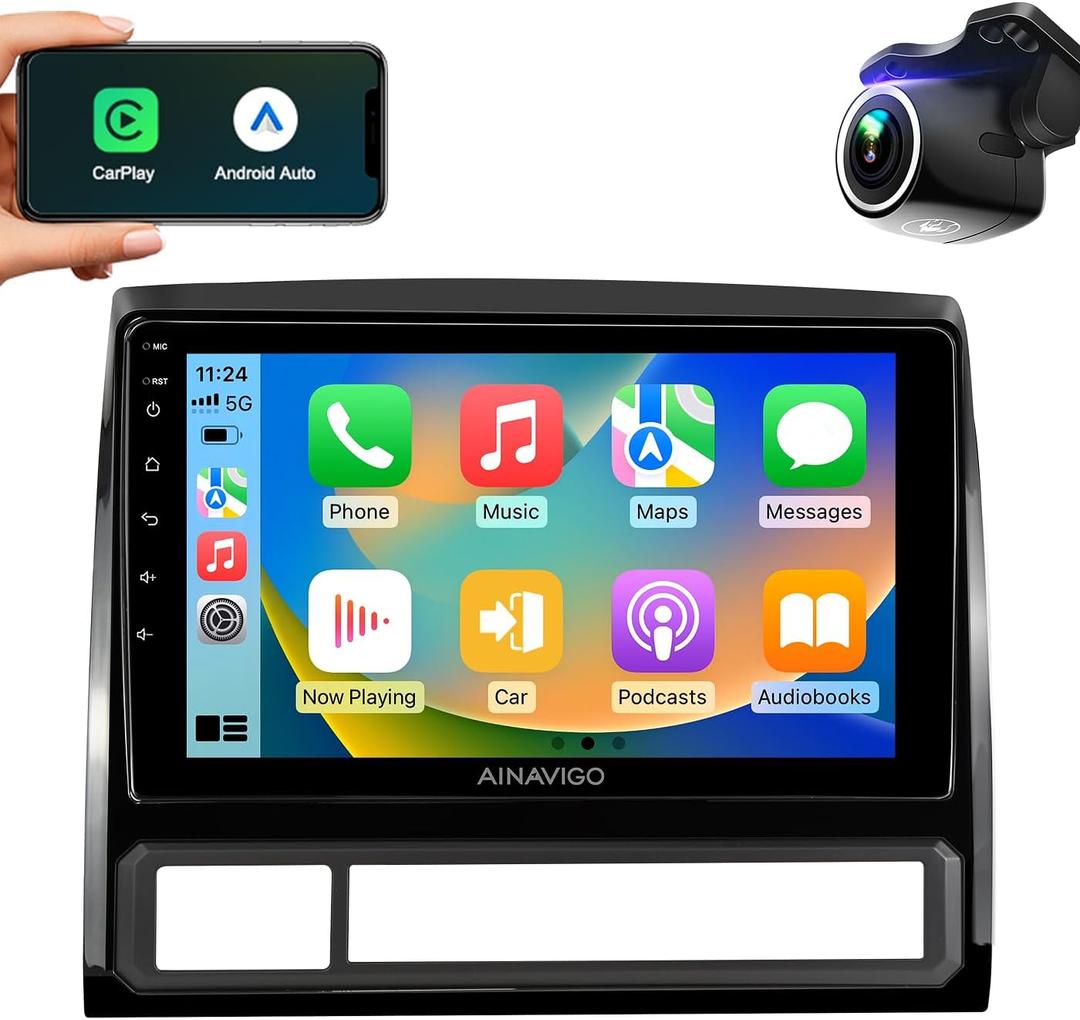9 inch Car Radio Stereo Upgrade for Toyota Tacoma 2005-2015 with Android12/5G WiFi/Wireless CarPlay/Android Auto/Touch Screen/GPS Navigation/Bluetooth/FM/RDS Radio/HD Backup Camera